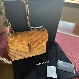 Saint Laurent Lou Lou Small Chain Suede Bag